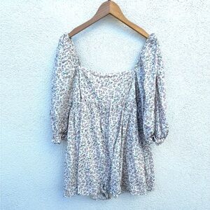 STORIA x Morning Lavender Floral Puff Sleeve Romper | Size M